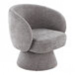 LumiSource Fran Gray Fabric Swivel Accent Arm Chair with Pedestal Base