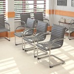 Boss B9536-GY-2 Gray Vinyl Ribbed Side Chair with Chrome Frame - 2/Pack