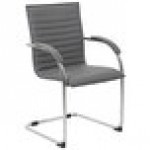 Boss B9536-GY-2 Gray Vinyl Ribbed Side Chair with Chrome Frame - 2/Pack