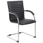 Boss B9536-GY-2 Gray Vinyl Ribbed Side Chair with Chrome Frame - 2/Pack