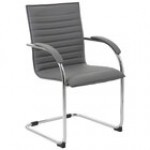 Boss B9536-GY-2 Gray Vinyl Ribbed Side Chair with Chrome Frame - 2/Pack