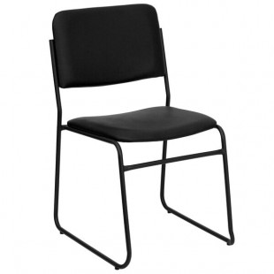 Flash Furniture XU-8700-BLK-B-VYL-30-GG Hercules Series High Density Black Vinyl Stacking Chair with Black Sled Base