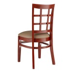 Lancaster Table & Seating Mahogany Finish Wood Window Back Chair with Taupe Vinyl Seat - Assembled Lancaster Table & Seating Mahogany Finish Wood Window Back Chair with Taupe Vinyl Seat - Assembled