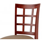 Lancaster Table & Seating Mahogany Finish Wood Window Back Chair with Taupe Vinyl Seat - Assembled Lancaster Table & Seating Mahogany Finish Wood Window Back Chair with Taupe Vinyl Seat - Assembled