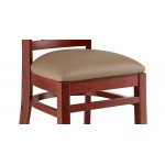 Lancaster Table & Seating Mahogany Finish Wood Window Back Chair with Taupe Vinyl Seat - Assembled Lancaster Table & Seating Mahogany Finish Wood Window Back Chair with Taupe Vinyl Seat - Assembled
