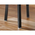 Lancaster Table & Seating Boomerang Black Finish Chair with Blue Vinyl Seat and Antique Walnut Wood Back - Unassembled