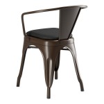 Lancaster Table & Seating Alloy Copper Indoor Arm Chair with Black Vinyl Cushion