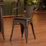 Lancaster Table & Seating Alloy Copper Indoor Arm Chair with Black Vinyl Cushion