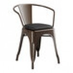 Lancaster Table & Seating Alloy Copper Indoor Arm Chair with Black Vinyl Cushion