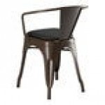 Lancaster Table & Seating Alloy Copper Indoor Arm Chair with Black Vinyl Cushion