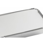 Choice 1.5 lb. Shallow Oblong Foil Take-Out Container with Board Lid - 50/Pack Choice 1.5 lb. Shallow Oblong Foil Take-Out Container with Board Lid - 50/Pack