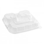Stalk Market 30 fl. oz. 3-Compartment Compostable White Fiber Container - 200/Case