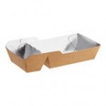 Carnival King 1 lb. Medium Two-Compartment Paper Food Tray 6 1/2 Carnival King 1 lb. Medium Two-Compartment Paper Food Tray 6 1/2