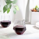 Posh Setting 12 oz. Clear Plastic Stemless Diamond Wine Glass - 48/Case