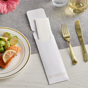 Dinex White Paper Cutlery Caddy with Napkin - 600/Case Dinex White Paper Cutlery Caddy with Napkin - 600/Case