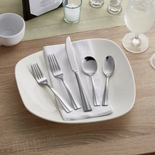Acopa Ridge 18/0 Stainless Steel Heavy Weight Flatware 5-Piece Set - Sample