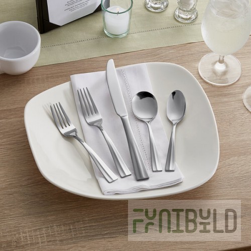 Acopa Ridge 18/0 Stainless Steel Heavy Weight Flatware 5-Piece Set - Sample