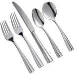 Acopa Ridge 18/0 Stainless Steel Heavy Weight Flatware 5-Piece Set - Sample