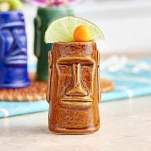 Acopa 2.5 oz. Brown Ceramic Tiki Mug / Shot Glass - Sample