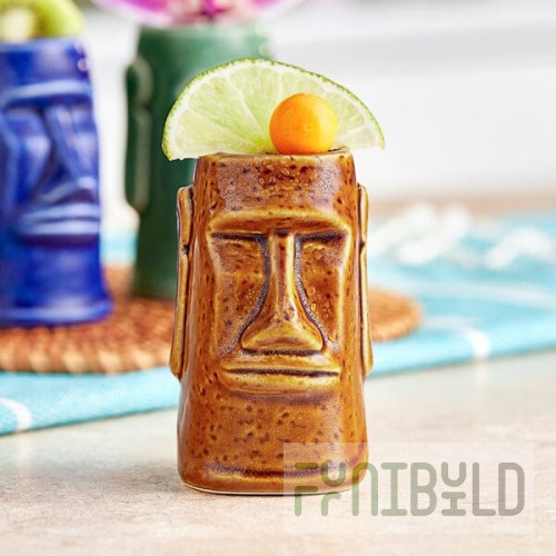 Acopa 2.5 oz. Brown Ceramic Tiki Mug / Shot Glass - Sample