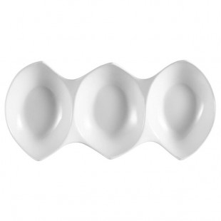CAC COL-46 White Three Bowl Divided Tasting Dish 6 CAC COL-46 White Three Bowl Divided Tasting Dish 6