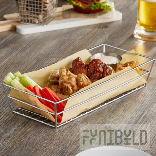 American Metalcraft GCRC1362 Chrome Grid Rectangular Basket - 13
