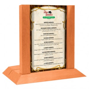 Menu Solutions WDAFR-A Mandarin Wood Menu Holder / Tent with 4