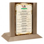 Menu Solutions WDAFR-A Mandarin Wood Menu Holder / Tent with 4 Menu Solutions WDAFR-A Mandarin Wood Menu Holder / Tent with 4