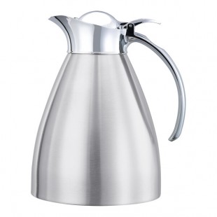 Service Ideas Marquette 33.8 oz. Brushed Stainless Steel Insulated Carafe / Server with Flip-Top Lid MAR10BS