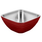 Vollrath 4763515 Double Wall Square Beehive 5.2 Qt. Serving Bowl - Dazzle Red