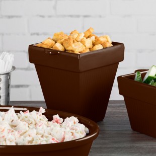 TableCraft CW1470BR 2 Qt. Brown Cast Aluminum Square Condiment Bowl TableCraft CW1470BR 2 Qt. Brown Cast Aluminum Square Condiment Bowl