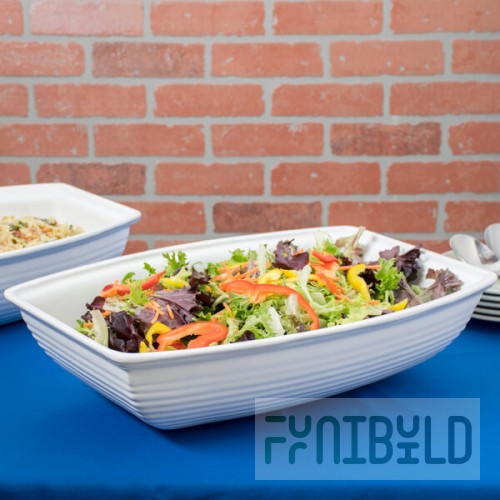 TableCraft CW3190W 10.5 Qt. White Cast Aluminum Oblong Salad Bowl