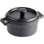Elite Global Solutions Illogical 6 oz. Black Faux Cast Iron Melamine Pot with Lid - 6/Case Elite Global Solutions Illogical 6 oz. Black Faux Cast Iron Melamine Pot with Lid - 6/Case