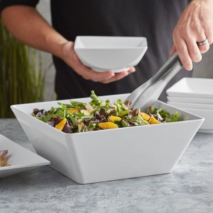 Acopa Rittenhouse 215 oz. Square White Melamine Bowl - 6/Case