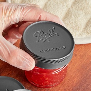 Ball 1440010812 Regular Mouth Black Plastic Leak-Proof Lids for Canning Jars - 6/Pack