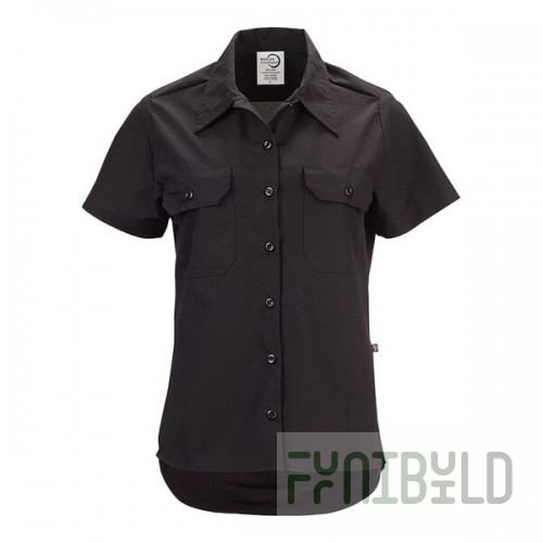 Mercer Culinary Metro Edge Women's Black Short Sleeve Brewer / Work Shirt - 2XL
