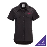 Mercer Culinary Metro Edge Women's Black Short Sleeve Brewer / Work Shirt - 2XL Mercer Culinary Metro Edge Women's Black Short Sleeve Brewer / Work Shirt - 2XL