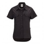 Mercer Culinary Metro Edge Women's Black Short Sleeve Brewer / Work Shirt - 2XL Mercer Culinary Metro Edge Women's Black Short Sleeve Brewer / Work Shirt - 2XL