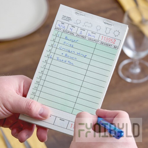 Choice 1 Part Green and White Guest Check with Beverage Lines and Bottom Guest Receipt - 50/Case