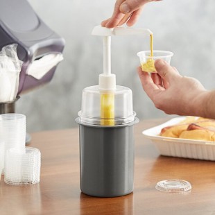 Steril-Sil 30 oz. Gray Condiment Dispenser Kit with 1 oz. Pump and Dome Top Lid Steril-Sil 30 oz. Gray Condiment Dispenser Kit with 1 oz. Pump and Dome Top Lid