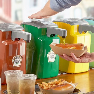 Heinz Keystone 1.5 Gallon Green Plastic Countertop Sweet Relish Pump Dispenser with Touchless Automatic Dispensing Lid