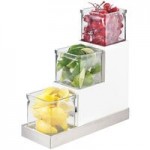 Cal-Mil 3014-55 Luxe Three Compartment Condiment Organizer with Stainless Steel Base - 9 1/4