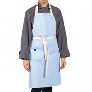 Uncommon Chef 3127 Black Customizable Poly-Cotton Avalanche Bib Apron with Natural Webbing and 3 Pockets - 34