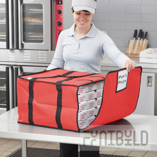 Choice Customizable Insulated Pizza Delivery Bag Red Nylon 20 1/2