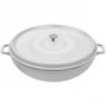 GET Heiss 7.5 Qt. White Enamel Coated Cast Aluminum Round Brazier / Paella Pan with Lid CA-015-AWH/BK/CC GET Heiss 7.5 Qt. White Enamel Coated Cast Aluminum Round Brazier / Paella Pan with Lid CA-015-AWH/BK/CC