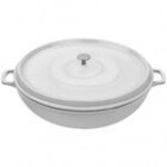 GET Heiss 7.5 Qt. White Enamel Coated Cast Aluminum Round Brazier / Paella Pan with Lid CA-015-AWH/BK/CC GET Heiss 7.5 Qt. White Enamel Coated Cast Aluminum Round Brazier / Paella Pan with Lid CA-015-AWH/BK/CC