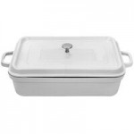 GET Heiss 7.5 Qt. White Enamel Coated Cast Aluminum Round Brazier / Paella Pan with Lid CA-015-AWH/BK/CC GET Heiss 7.5 Qt. White Enamel Coated Cast Aluminum Round Brazier / Paella Pan with Lid CA-015-AWH/BK/CC