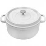 GET Heiss 7.5 Qt. White Enamel Coated Cast Aluminum Round Brazier / Paella Pan with Lid CA-015-AWH/BK/CC GET Heiss 7.5 Qt. White Enamel Coated Cast Aluminum Round Brazier / Paella Pan with Lid CA-015-AWH/BK/CC