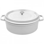 GET Heiss 7.5 Qt. White Enamel Coated Cast Aluminum Round Brazier / Paella Pan with Lid CA-015-AWH/BK/CC GET Heiss 7.5 Qt. White Enamel Coated Cast Aluminum Round Brazier / Paella Pan with Lid CA-015-AWH/BK/CC