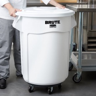 Rubbermaid® BRUTE 55 Gallon / 880 Cup White Round Mobile Ingredient Storage Bin with Lid Rubbermaid® BRUTE 55 Gallon / 880 Cup White Round Mobile Ingredient Storage Bin with Lid
